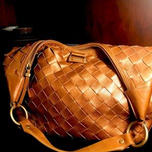 Charles David Vintage Deep Rise Gold Leather Hobo Bag